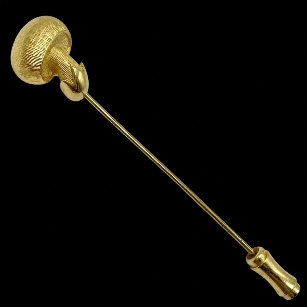 Crown Trifari Vintage Gold Tone Mushroom Stick Pin